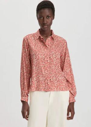 hessnatur Damen Print Bluse Relaxed aus LENZING™ ECOVERO™ Viskose - braun - Größe 36