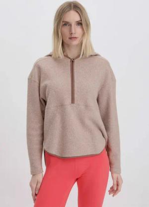 hessnatur Loungewear Fleece Hoodie Relaxed ACTIVE LIGHT aus Bio-Baumwolle - beige - Größe L