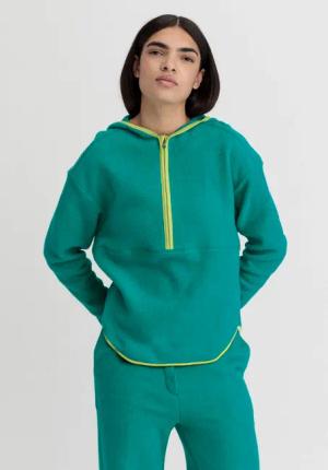 hessnatur Loungewear Fleece Hoodie Relaxed ACTIVE LIGHT aus Bio-Baumwolle - grün - Größe S