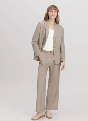 hessnatur Damen Hose Wide Leg Regular aus Bio-Merinowolle - beige - Größe 38