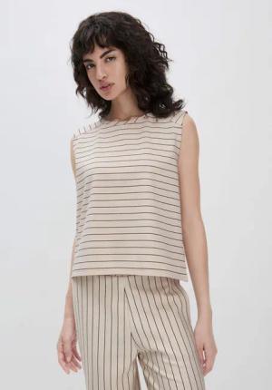 hessnatur Damen Streifen Jersey Top Relaxed aus weicher Bio-Baumwolle - natur - Größe 40