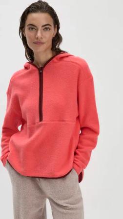 hessnatur Loungewear Fleece Hoodie Relaxed ACTIVE LIGHT aus Bio-Baumwolle - rot - Größe M