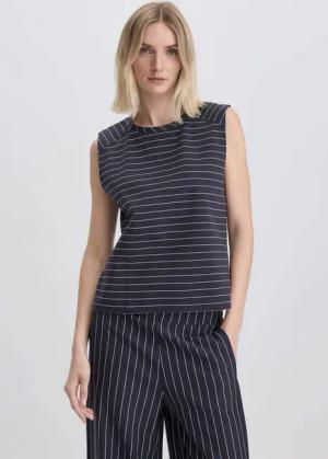 hessnatur Damen Streifen Jersey Top Relaxed aus weicher Bio-Baumwolle - blau - Größe 46