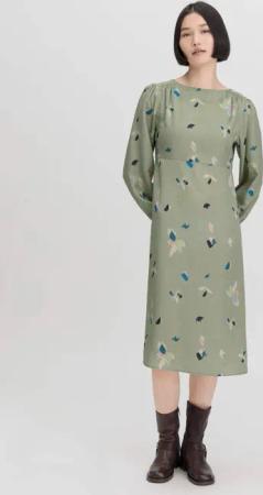 hessnatur Damen Kleid Midi Regular aus TENCEL™ Lyocell - grün - Größe 46