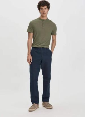 hessnatur Herren Hose ENEA Regular aus Bio-Baumwolle mit Leinen - blau - Größe 34/34
