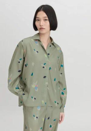 hessnatur Damen Bluse Oversize aus TENCEL™ Lyocell - grün - Größe 34