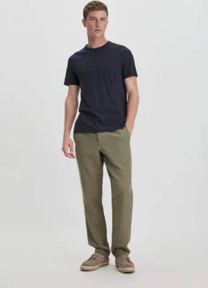 hessnatur Herren Hose ENEA Regular aus Bio-Baumwolle mit Leinen - grün - Größe 32/32