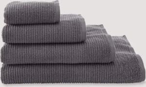 hessnatur Frottier Handtuch Rippstruktur aus Bio-Baumwolle - grau - Größe 50x100 cm