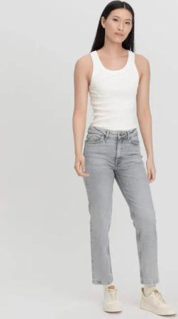 hessnatur Damen Jeans BEA High Rise Straight aus Bio-Denim - grau - Größe 34/29