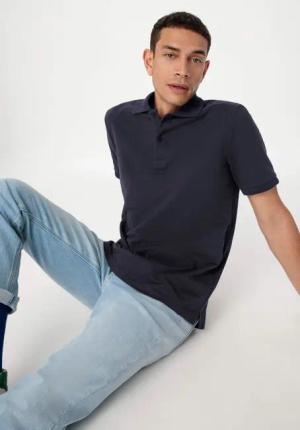 hessnatur Herren Zwirn Polo Shirt Regular aus Bio-Baumwolle - blau - Größe 46