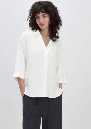 hessnatur Damen Bluse Relaxed aus Leinen - weiß - Größe 38