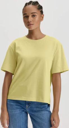 hessnatur Damen Heavy Jersey T-Shirt Oversize aus Bio-Baumwolle - gelb - Größe 36