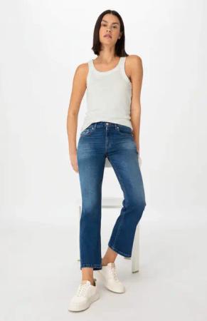 hessnatur Damen Jeans Kick Flared Slim aus Bio-Denim - blau - Größe 28/29