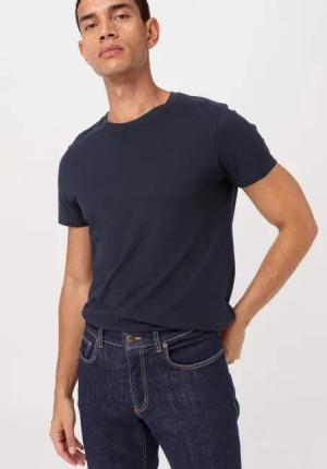 hessnatur Herren Basic T-Shirt Regular aus Bio-Baumwolle im 2er-Pack - blau - Größe 50