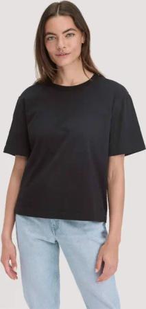 hessnatur Damen Heavy Jersey T-Shirt Oversize aus Bio-Baumwolle - schwarz - Größe 36