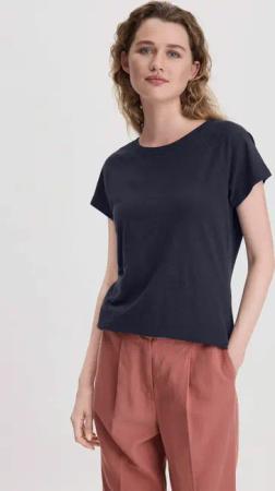 hessnatur Damen Slub Shirt Regular aus Bio-Baumwolle - blau - Größe 48