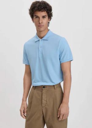 hessnatur Herren Piqué Polo Regular aus Bio-Baumwolle - blau - Größe 56