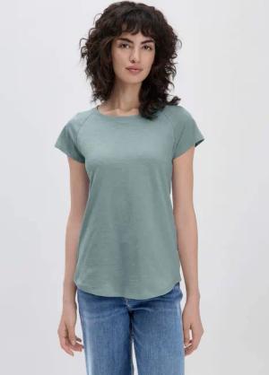 hessnatur Damen Slub Shirt Regular aus Bio-Baumwolle - grün - Größe 48