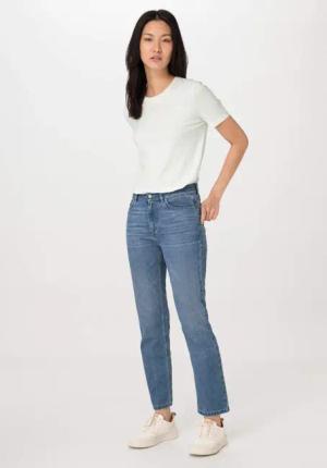 hessnatur Damen Jeans BEA High Rise Straight aus Bio-Denim - blau - Größe 34/30