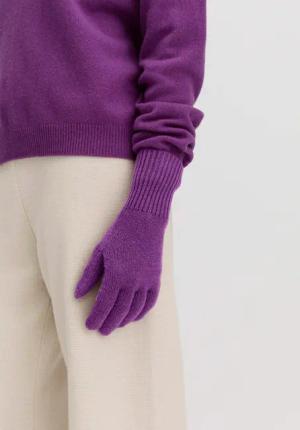 hessnatur Damen Fingerhandschuhe BETTER RECYCLING aus Kaschmir - lila - Größe 1size
