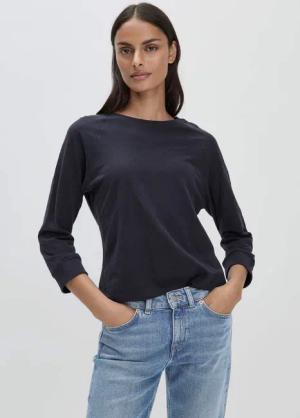hessnatur Damen Slub Shirt Relaxed aus Bio-Baumwolle - blau - Größe 42