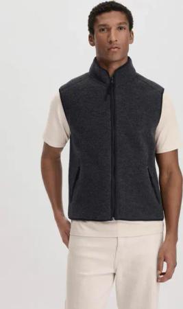 hessnatur Herren Wollfleece Weste Relaxed aus Bio-Merinowolle - grau - Größe XL