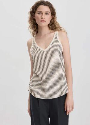 hessnatur Damen Streifen Jersey Top Regular aus Leinen und Bio-Baumwolle - weiß - Größe 38