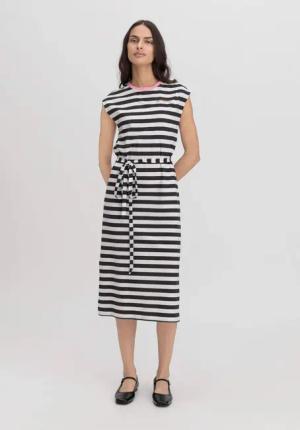 hessnatur Damen Jersey Kleid Midi Regular aus Bio-Baumwolle - blau - Größe 34