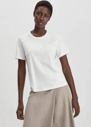 hessnatur Damen T-Shirt Relaxed aus Leinen und Bio-Baumwolle - weiß - Größe 46