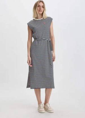 hessnatur Damen Jersey Kleid Midi Regular aus Bio-Baumwolle - schwarz - Größe 42