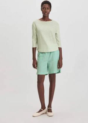 hessnatur Damen Shorts Relaxed aus weichem TENCEL Lyocell mit Leinen - grün - Größe 48