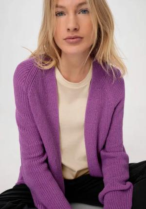 hessnatur Damen Strickjacke Regular aus Bio-Baumwolle - lila - Größe 46