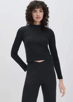 hessnatur Loungewear Longsleeve Fitted ACTIVE LIGHT aus Bio-Baumwolle - schwarz - Größe 38