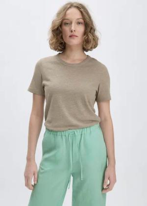 hessnatur Damen T-Shirt Relaxed aus Leinen und Bio-Baumwolle - beige - Größe 48
