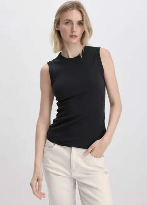 hessnatur Damen Softrib Top Fitted aus Bio-Baumwolle und TENCEL™ Modal - schwarz - Größe 44