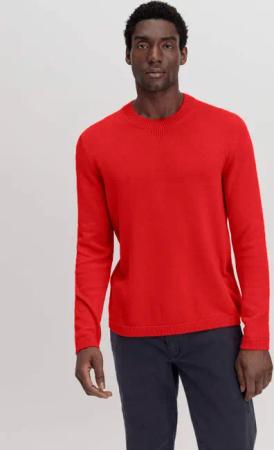 hessnatur Herren Pullover Regular aus Bio-Baumwolle mit Bio-Merinowolle - rot - Größe 50