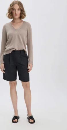 hessnatur Damen Bermuda Relaxed aus Leinen mit reiner Bio-Baumwolle - schwarz - Größe 48