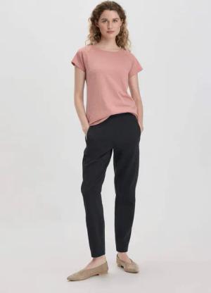 hessnatur Damen Jersey Hose Regular aus Bio-Baumwolle - schwarz - Größe 48