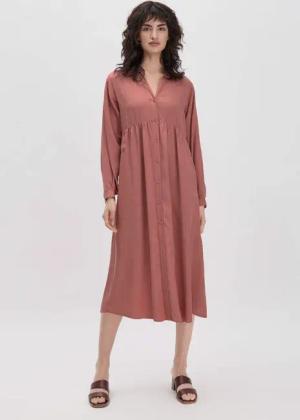 hessnatur Damen Kleid Midi Relaxed aus TENCEL™ Lyocell - braun - Größe 42