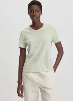 hessnatur Damen Streifen T-Shirt Relaxed aus Leinen mit reiner Bio-Baumwolle - beige - Größe 42