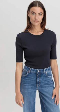 hessnatur Damen Softrib Shirt Fitted aus Bio-Baumwolle und TENCEL™ Modal - blau - Größe 34
