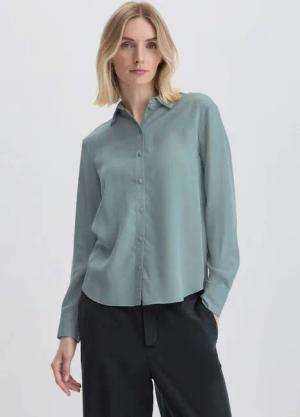 hessnatur Damen Bluse Relaxed aus TENCEL™ Lyocell - grün - Größe 34