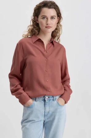 hessnatur Damen Bluse Relaxed aus TENCEL™ Lyocell - braun - Größe 42