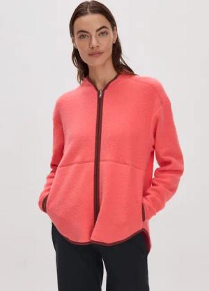 hessnatur Loungewear Fleece Jacke Relaxed ACTIVE LIGHT aus Bio-Baumwolle - rot - Größe S