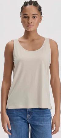 hessnatur Damen Jersey Top Relaxed aus TENCEL™ Lyocell mit Bio-Baumwolle - beige - Größe 44