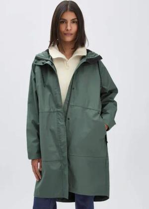 hessnatur Damen Allwetter Parka NATURE SHELL Relaxed aus Bio-Baumwolle - grün - Größe S