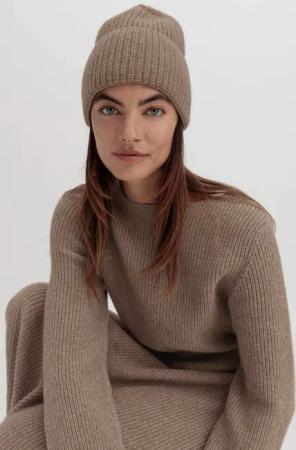 hessnatur Damen Mütze aus Bio-Merinowolle mit Bio-Baumwolle - braun - Größe One Size