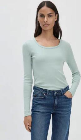 hessnatur Damen Softrib Shirt Fitted aus Bio-Baumwolle mit TENCEL™ Modal - grün - Größe 42