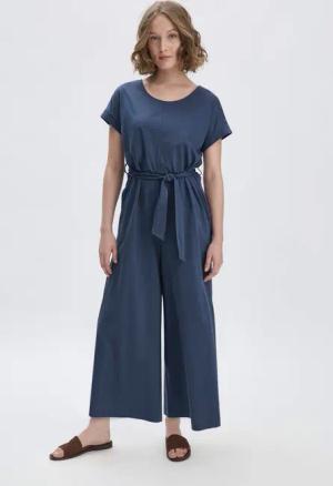 hessnatur Damen Jersey Jumpsuit Oversize aus Bio-Baumwolle - blau - Größe 36
