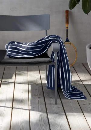 hessnatur Frottier-Handtuch Streifen aus Bio-Baumwolle - blau - Größe 70x140 cm